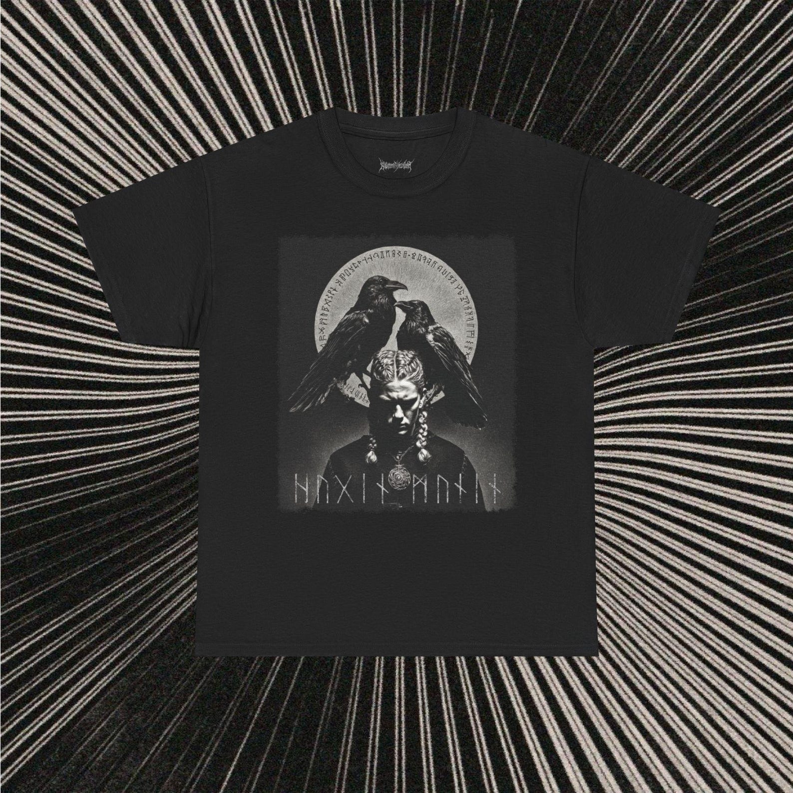 Viking Ravens Graphic Tee: Norse Mythology, Grunge Metalcore Shirt 3XL
