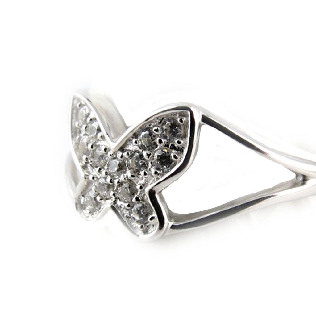 Silver Ring 'Butterfly' Silvery White (rhodium) - 10x9 Mm