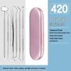 Dental Oral Care Tool Set: Stainless Steel Mouth Mirror, Probe, Tartar Remover, Toothpick