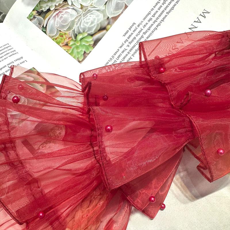 

Органза Рюши Бусины Кружевная Ткань Отделка Лента для DIY Шитья Свадебное Платье Юбки Тюль Органза Аксессуары для Одежды 5 Слоев 91cm вино красного