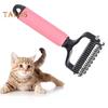 Pet Detangling Comb Handheld Undercoat Rake for Dogs Cats Double-Sided Stainless Steel Teeth Deshedding Grooming Brush for Thinning Shedding