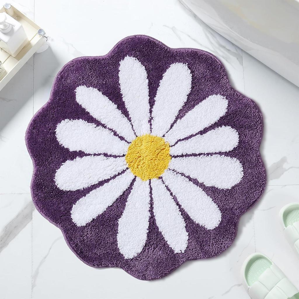 Daisy Flower Pattern Carpet for Home Bedroom Non Slip Bedside Blanket for Bathroom Absorbent Bathroom