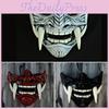 Djävulskrigare Hannya Halvansikte Latexmask Halloween Kostymrekvisita Skräckinjagande Cosplayrekvisita