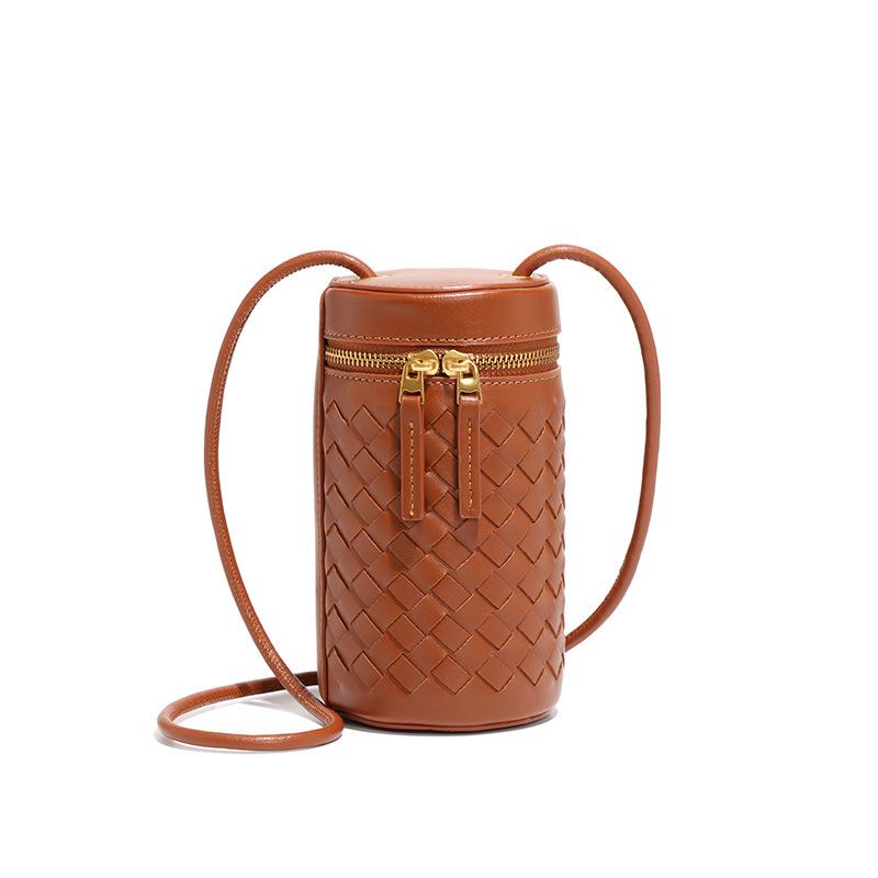 

Модная и простая цилиндрическая сумка, универсальная плетеная сумка, миниатюрная и милая, сумка-кроссбоди через плечо для телефона