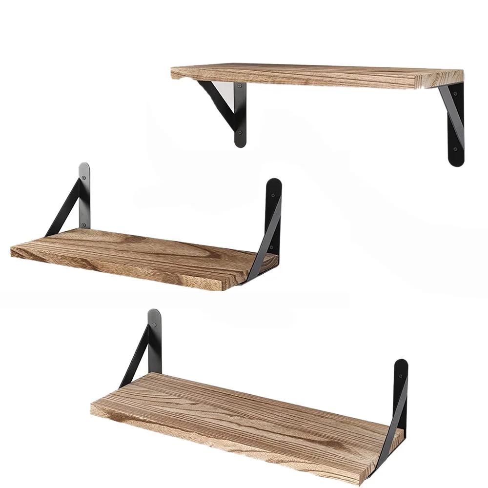 Wooden Floating Wall Shelves Bathroom Hanging Racks Shelf Storage Kitchen Organizer Furnitures Living Room Display Stand Holder