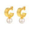 Imitation Pearl Earrings, Copper Material, Popular Fashion Earrings, Gold Women, Spring Stream Water Jewelry Ebd-217