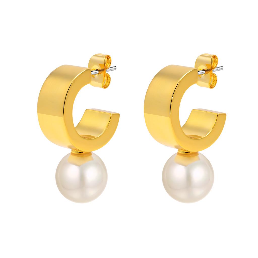 Imitation Pearl Earrings, Copper Material, Popular Fashion Earrings, Gold Women, Spring Stream Water Jewelry Ebd-217