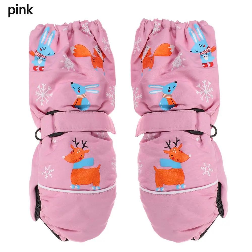 Fashion Winter Print Cartoon Non-slip Waterproof Children Ski Gloves Thick Warm Windproof Long-sleeved Mittens