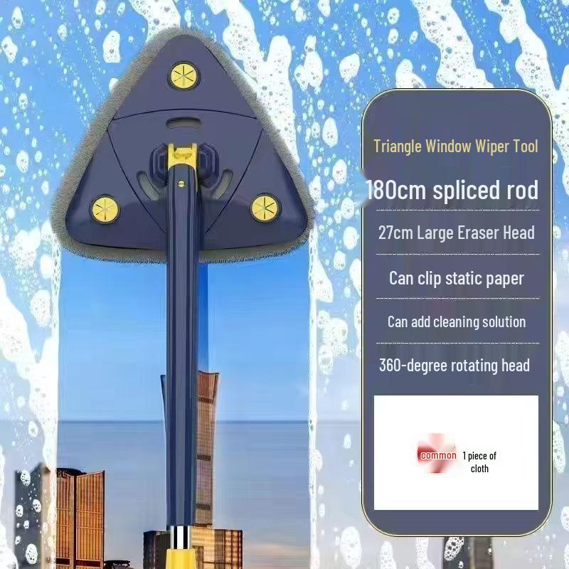 

Треугольная швабра 360° - Без рук для влажной/сухой уборки потолков и стеклянных стен. Идеально для легкой уборки! 1.3m Steel Rod