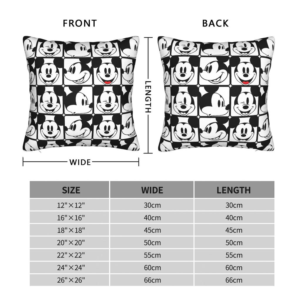 Mickey Mouse Grid Pattern Square Pillowcases Polyester Home  Cushion Cover Cute Decorative Pillow Cover 40*40