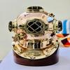 45.72 Cm Copper Brass Diving Helmet Mark V Deep Sea Scuba Divers Helmet With Wooden Base Decorative
