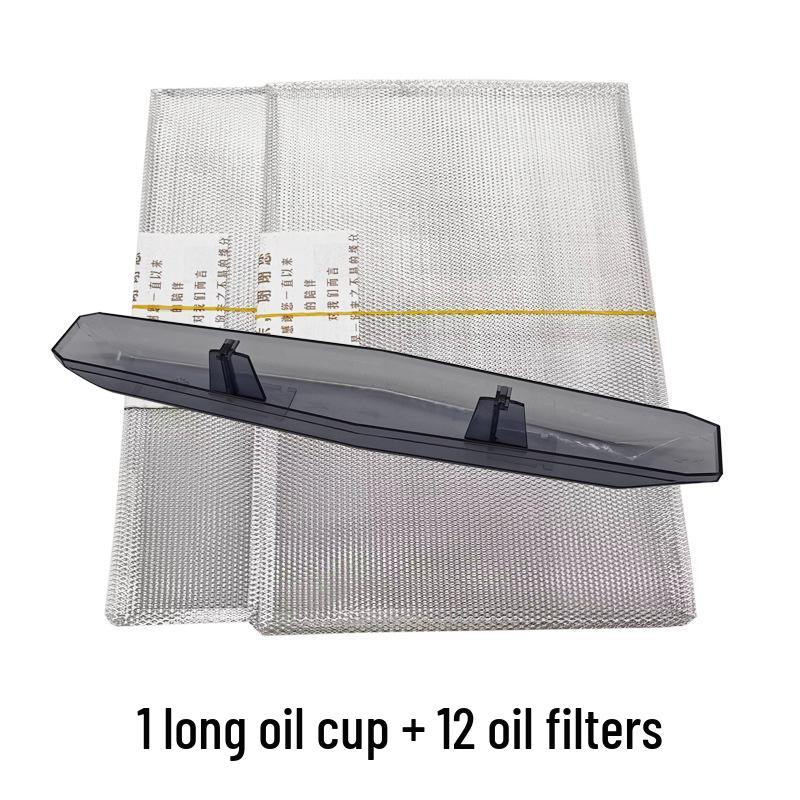 Universal Square Flat Range Hood Filter Screen and Oil Collection Tray Set for Top and Side Suction Models