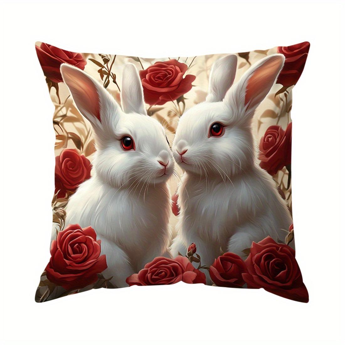 1 современная наволочка с принтом кролика и розы 40x40cm/16x16inch