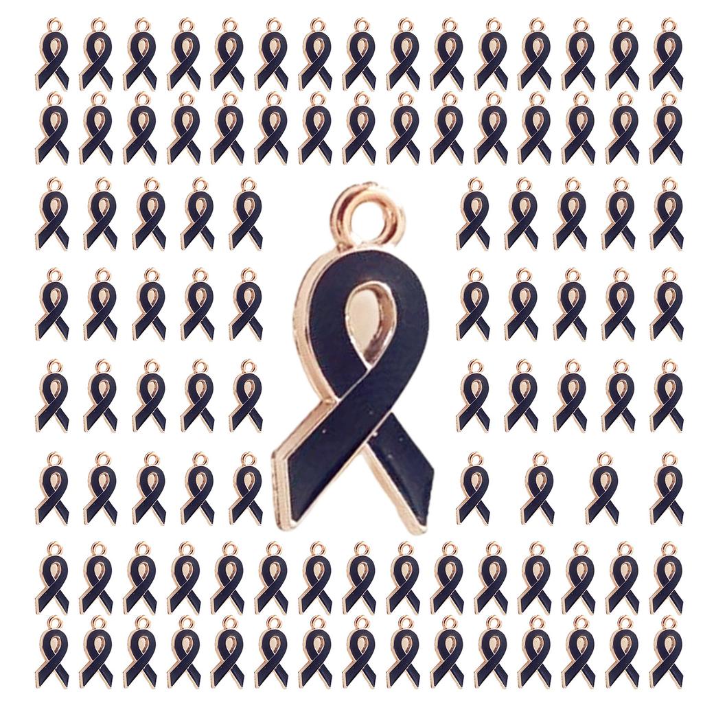 100 ks Srdíčkový přívěsek s mašličkou pro DIY šperky Odolný přívěsek s mašličkou na podporu povědomí Šperkařské komponenty Mašličkový přívěsek v mixu barev