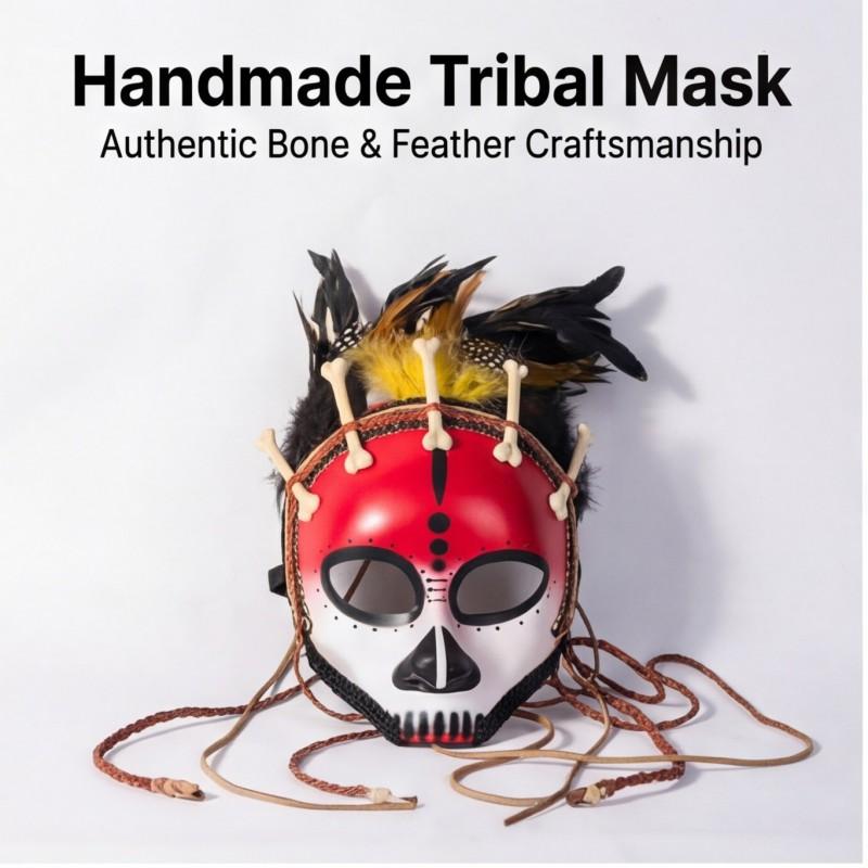 Skull Indian Feather Mask Venetian Half Carnival Halloween Cosplay