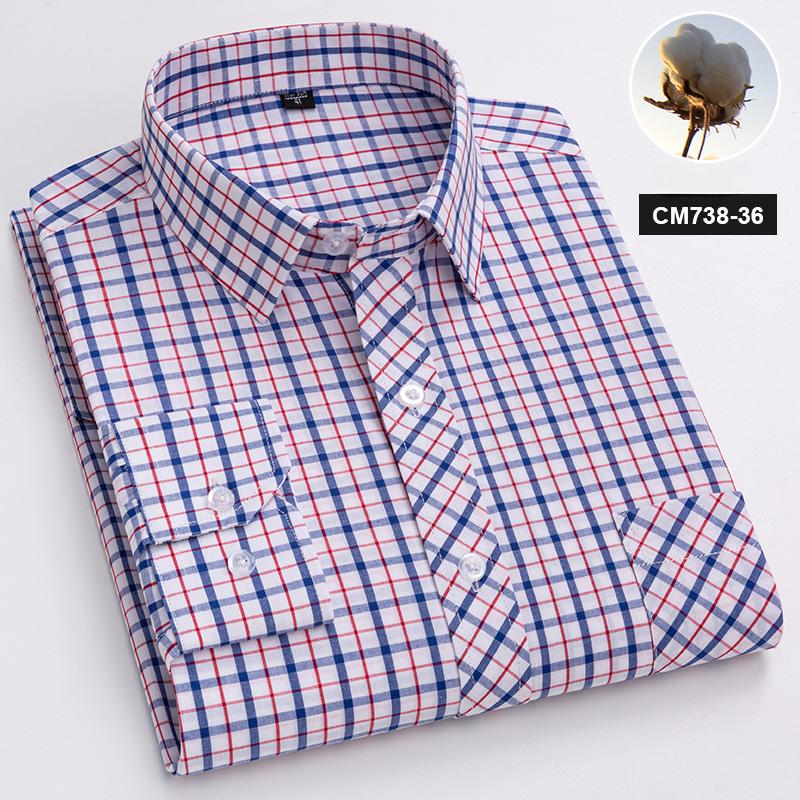 Neu im Hemd 100% Baumwolle Langarmhemden für Herren dünn slim fit formell einfarbiges Hemd karierte Designer-Oberteile Büro elegante Kleidung