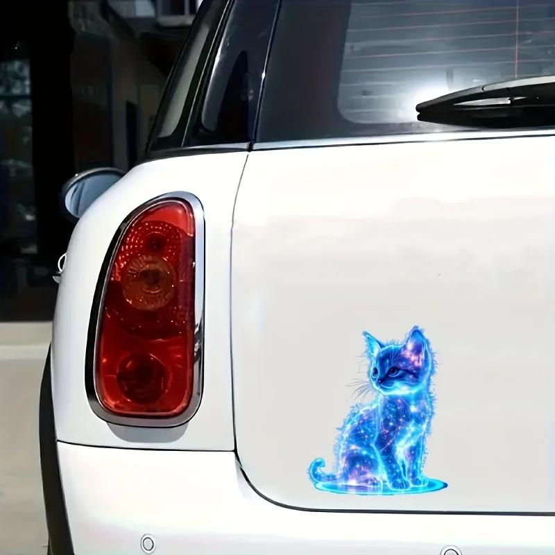 1 Piece Car Window Decoration Charming Blue Cat Motorcycle Stickers Waterproof For Scooter Fuel Tank Front Fairing Vinyl Decals