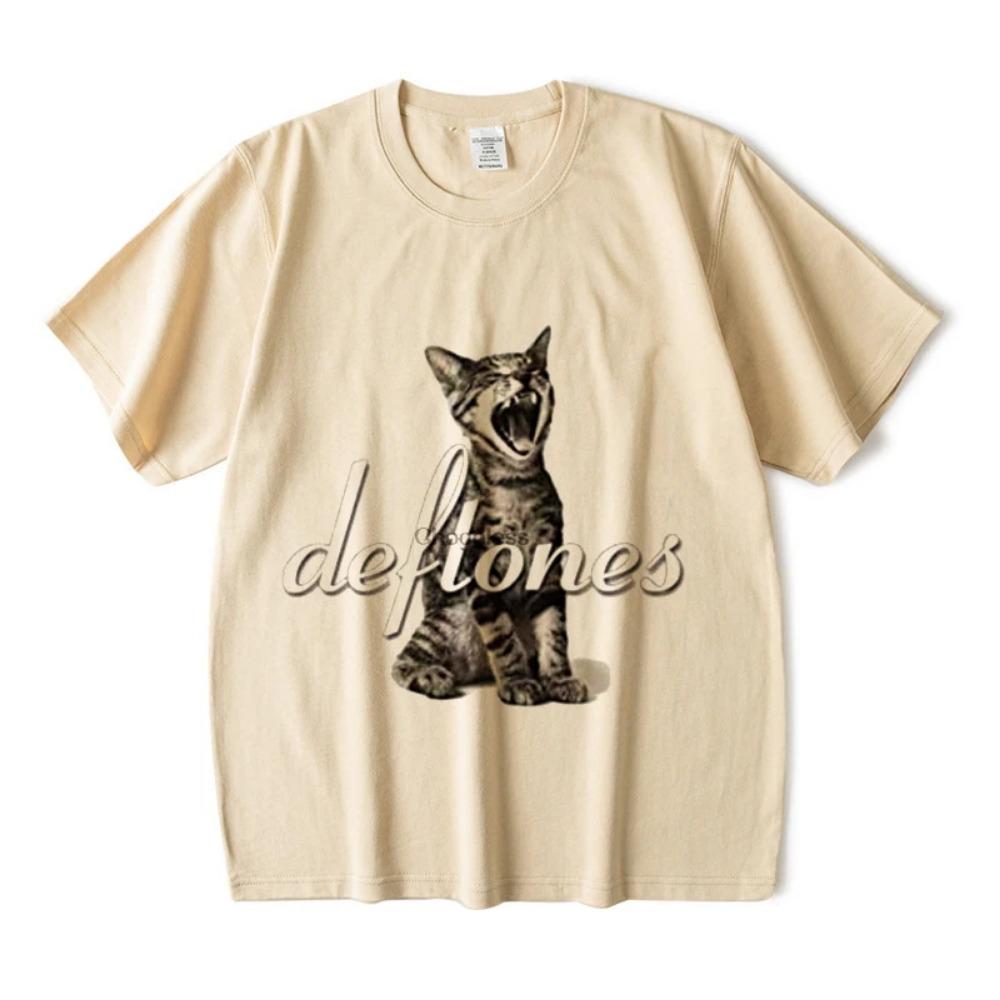 Women's Cute Cat Printed Short Sleeved T-shirt Women's Harajuku Fashion Couple Loose Street Style Y2K Clothing