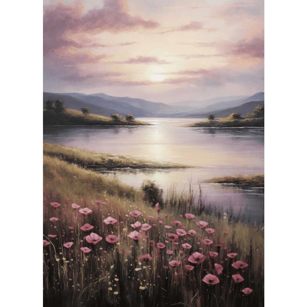 Nursery Landscape Sunset Daisy Flower Posters Wildflower Field Modern Prints Canvas Painting Wall Art Pictures Home Room Decor