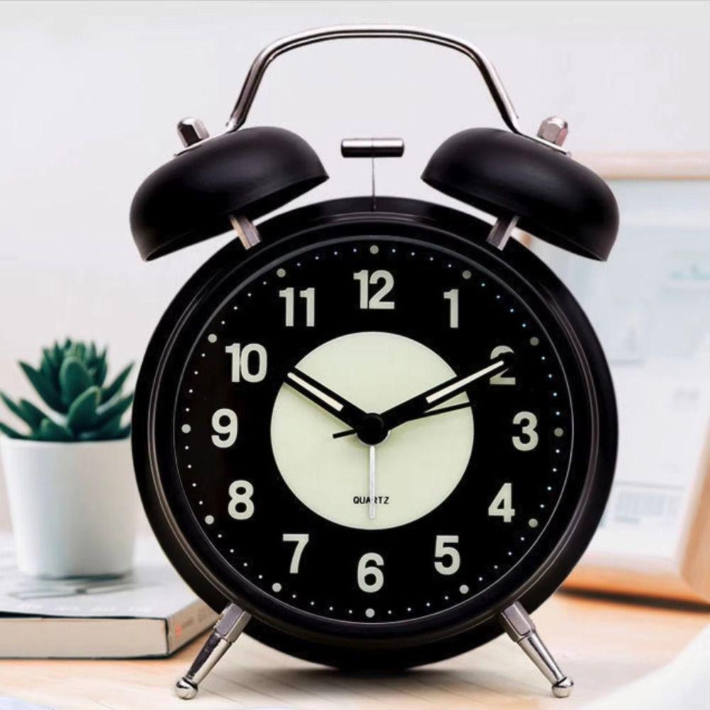 Metal Construction Metal Ring Alarm Clock Round Pointers Luminous Alarm Clock Home Decor