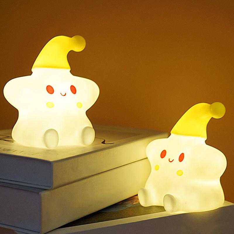 Cute Night Light Star Cute Birthday Gift Soft Silicone Lamp Warm Bedside Lamp Desktop Ornament Night Light