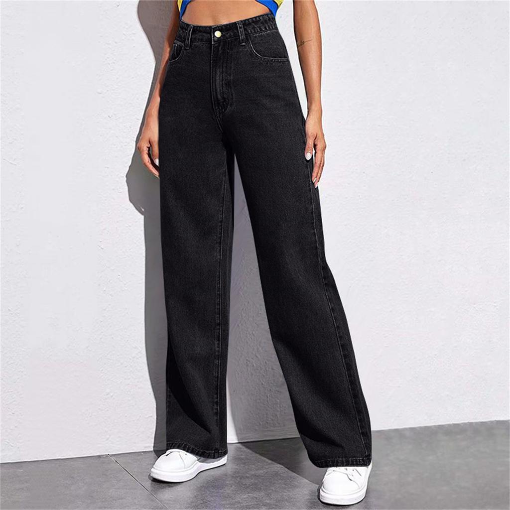 New Women's Jeans Women's High-waisted Slim-fitting Straight Denim Trousers
