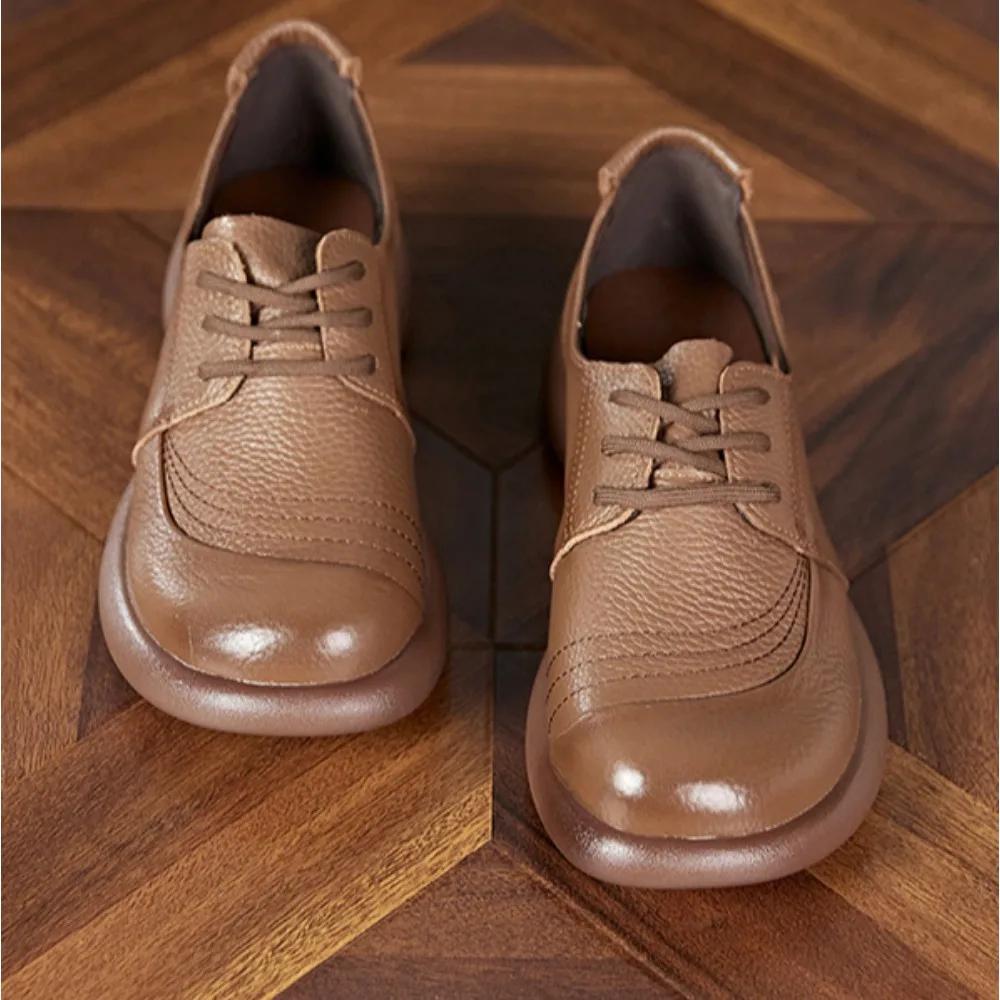 Small Leather Shoes For Women Autumn Leather Casual Shoe Woman Low Order Shoes Women'S Lace Up Leather Shoe Womens High Heels
