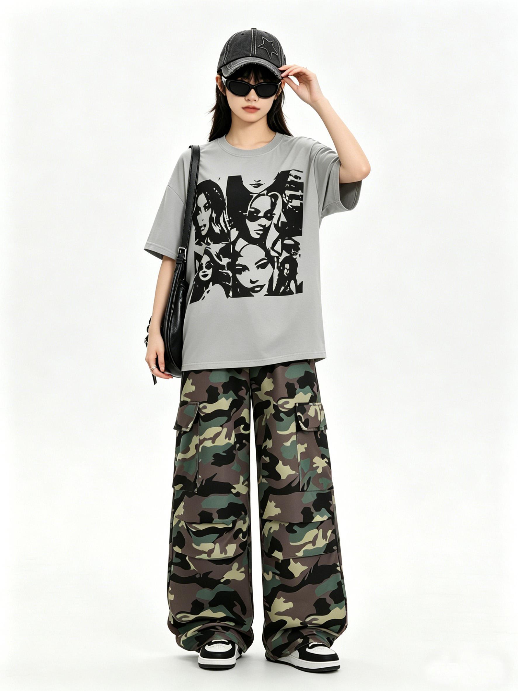 Teen Girls Cartoon Print Ripped Denim Outfit S серебряный песка
