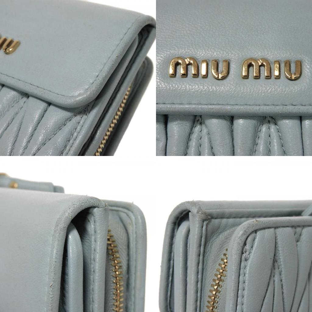 Used Matelasse Compact Zip Wallet (5ML002 N88 F0012 7941) with RFID and Lambskin. Metal logo. Cielo Women's from Japan