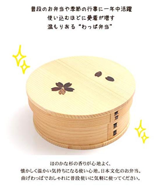 Magewappa Round Bento Box Cherry Blossom Plain Wood Lacquerware Cedar Moisturizing Natural Wood Side Dishes Natural Wood Women Men
