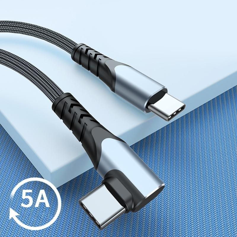 Mobile Phone 90 Degree Quick Charging 100W Fast Charging USB C to USB C Cable Wire Right Angle Data Charging Cable