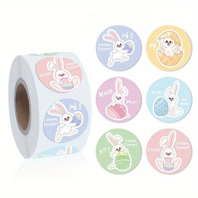 500 Stück/Rolle Kaninchen-Ei-Aufkleber für Rucksäcke, Koffer, Geschenkboxen, Backboxen, Neujahr, Weihnachten, Geburtstagsfeiern