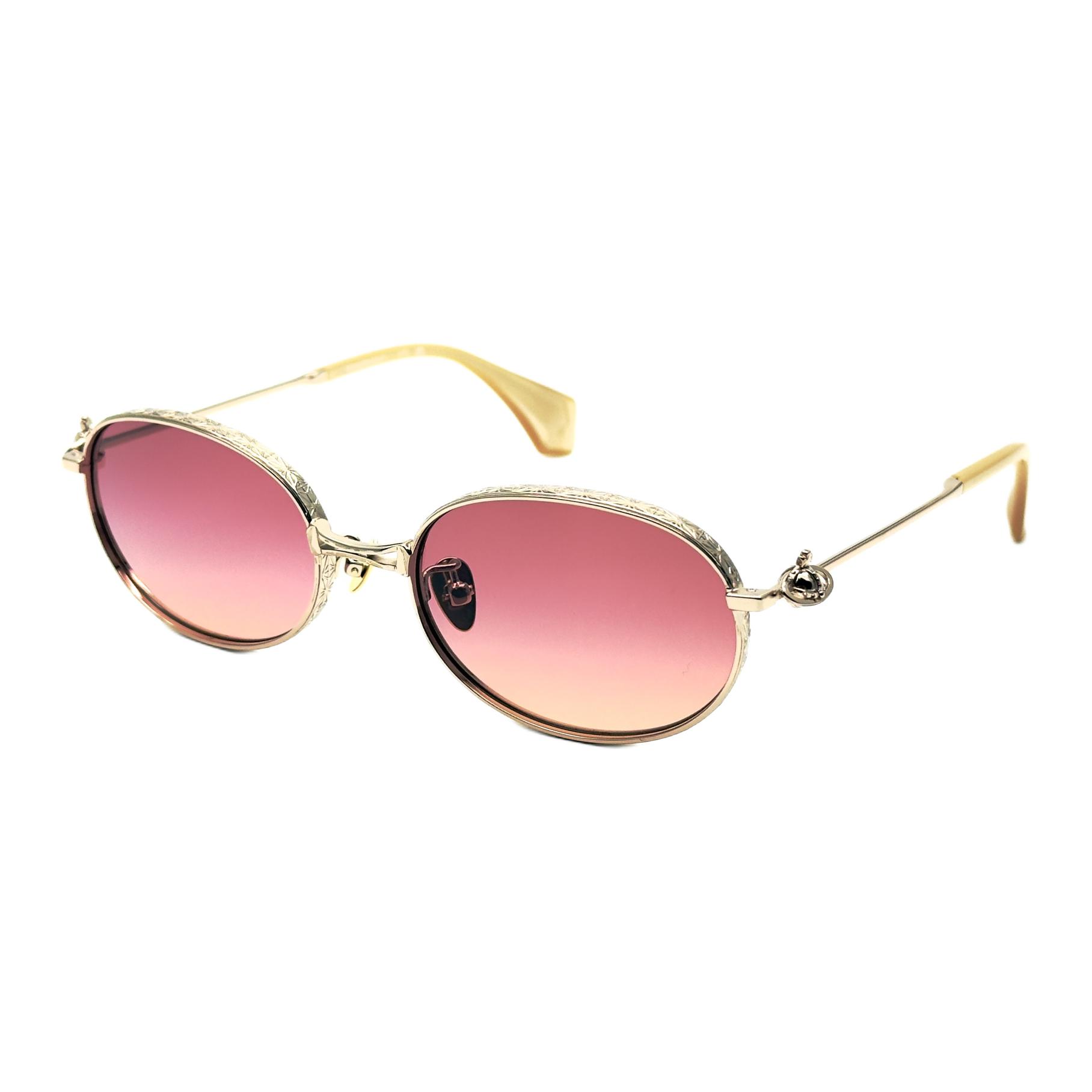 Vivienne Westwood Mirror Leg Hollow Logo Design Metal Round Sunglasses Unisex sunglasses Gold VW7022-1-457 53,Gold