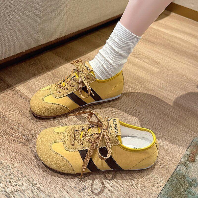 2025 new spring German training shoes women's flat-soled Forrest Gump shoes women's retro versatile and lightweight student sports little white shoes