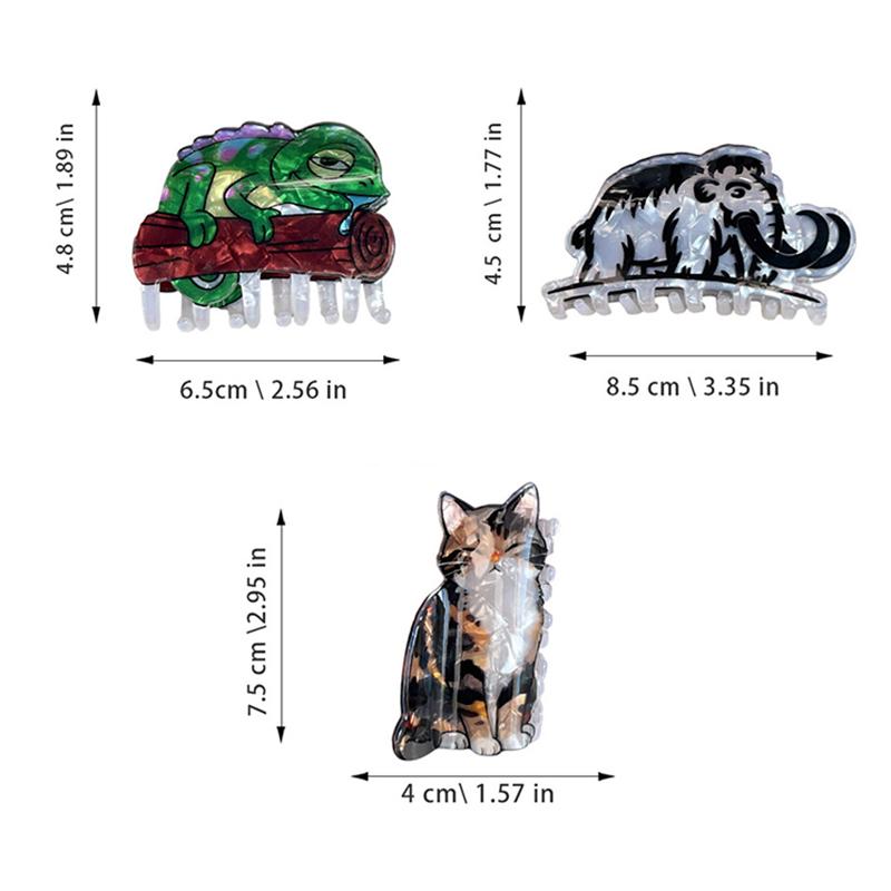 Mammoth Chameleon Hair Claw Adorable Animals Acrylic Hair Claw Clips Hair Accessories For Women Girls
