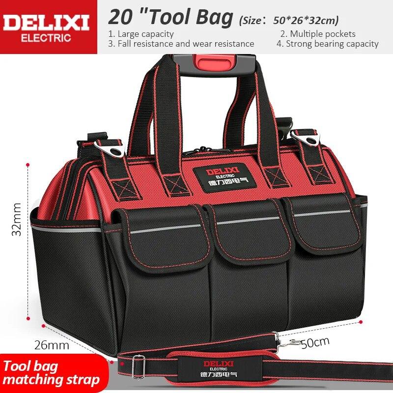 Borsa porta attrezzi elettrici DELIXI, Sacche portaoggetti impermeabili multifunzionali, Adatta per elettricisti, Falegnami, Meccanici d'auto, Proprietari di casa