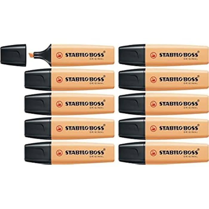 Overstrykningspenn STABILO BOSS ORIGINAL Pastel - Sett med x 10 overstrykningspenner - sorbet aprikos