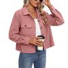 2024 Trendy Women's Casual Corduroy Crop Jacket: European & American Style Button-Up Cardigan