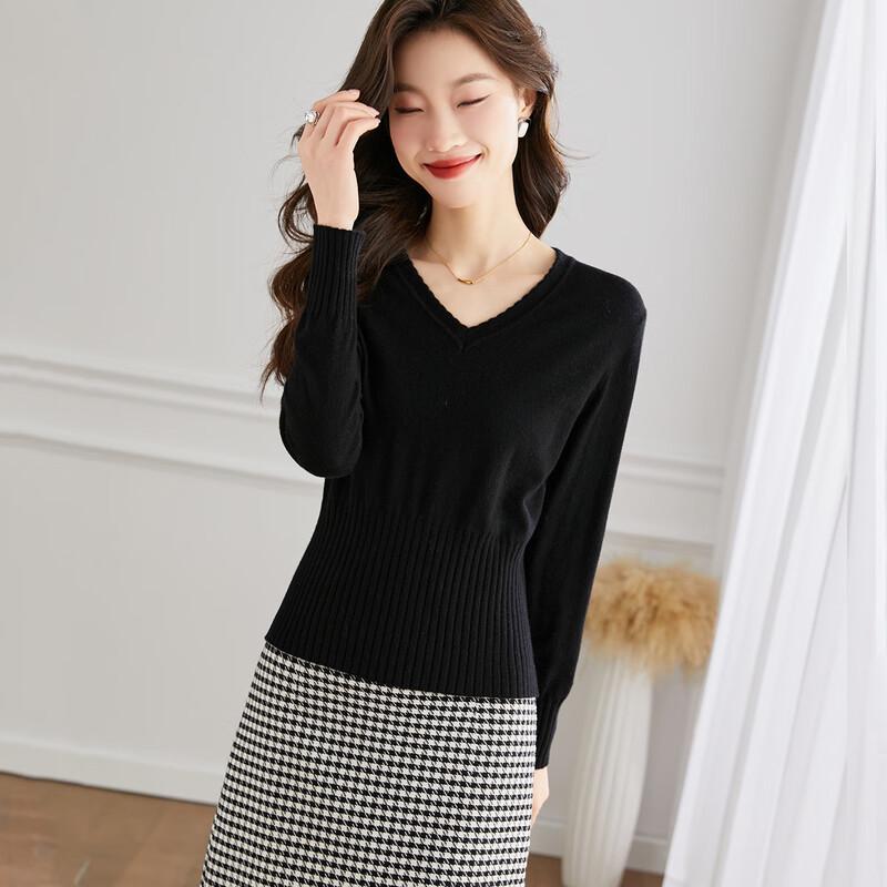 Srcr Petite V-Neck Superfine Wool Blend Knit Sweater