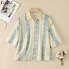 ZANZEA Women Casual Turn Down Collar Loose Half Sleeve Print Blouse