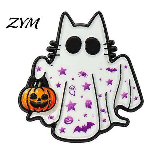 Backpack Decoration Pin Halloween Cartoon Ghost Enamel Brooch, Spooky Metal Lapel Pin, Clothing Accessories Sweater Cardigan Coat Suit Scarf