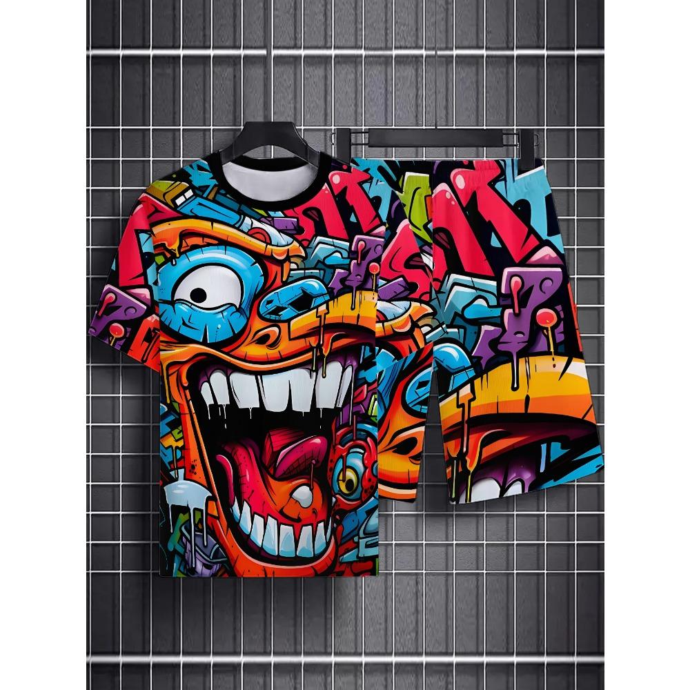 Herrenanzug Merkmale Hip-Hop Stil Gedruckt Outdoor Streetwear, Bequem, Weich und Leicht Polyester