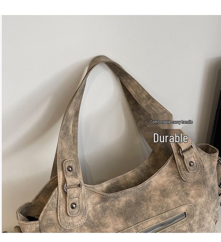 2025 Women's Retro Large-Capacity Frosted Tote, Shoulder, and Crossbody Bag