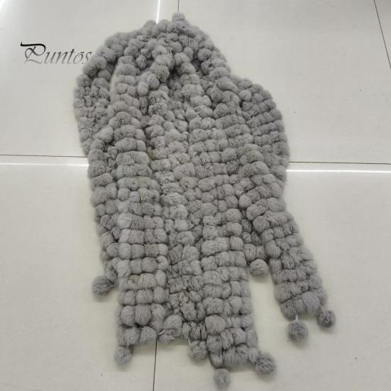 Wool Pom-Pom Scarf Women Thickened Winter Scarf Imitation Rabbit Fur Comfortable Knit Winter Scarf Neckwear