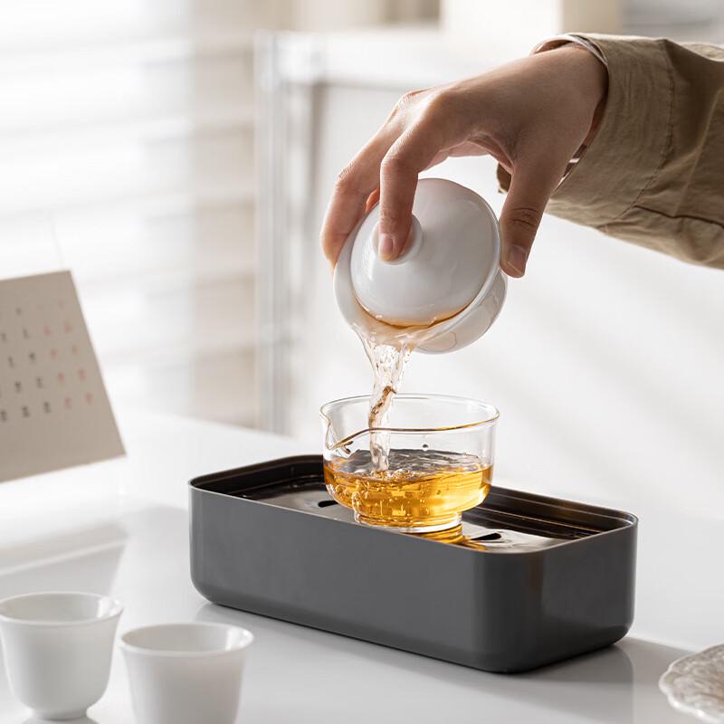 Mutton-fat Jade Ceramic Travel Tea Set