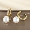 European and American Style Luxury Copper Inlaid Zirconium Pearl Pendant Earrings Retro Elegant Women's Earrings