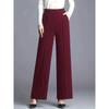 Women's High Waist Solid Color Wide Leg Pants Casual Elastic Waist Business Trousers