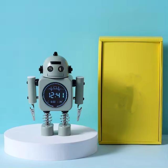 Moderne Süße Metall Roboter Digitaler Wecker Stille LED Temperaturanzeige Nachtlicht Schreibtisch Uhr für Kinderzimmer Nachttisch