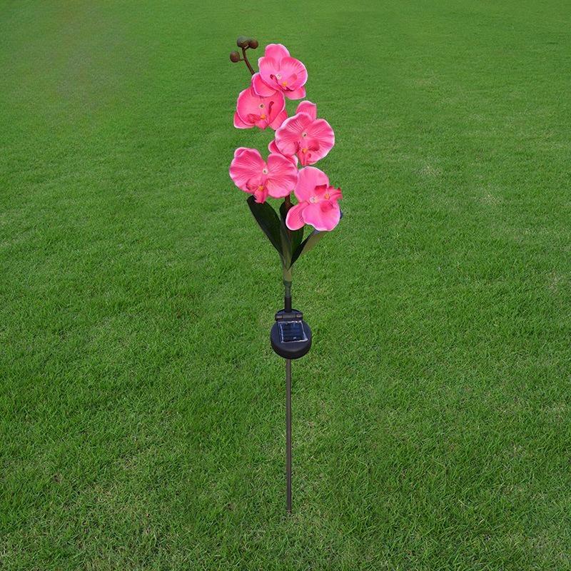New Solar-powered Outdoor Lawn Lamp Courtyard Garden Decorative LED Lawn Ground Insert Lamp Simulated Phalaenopsis Flower Lights
