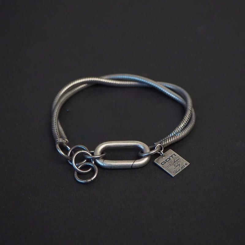 Meier Cross double chain, twisted snake bone shape bracelet, heavy industry old retro bracelet.